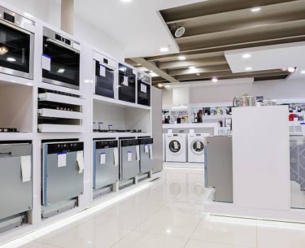 Gas and electric ovens and other home related appliance or equipment in the retail store showroom